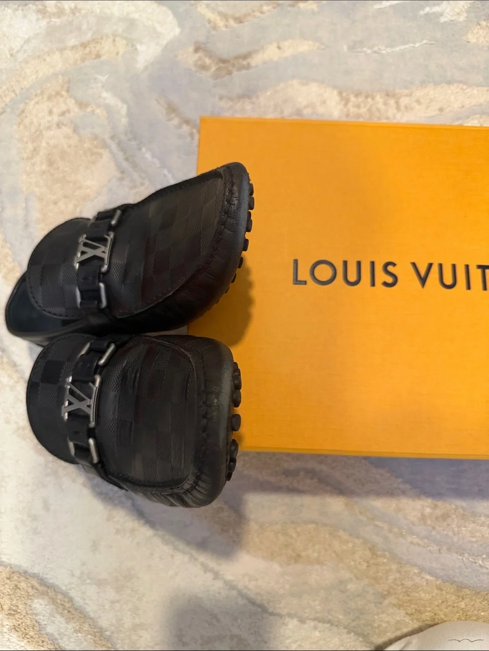 Louis Vuitton Black Damier leather LV Loafers 9
